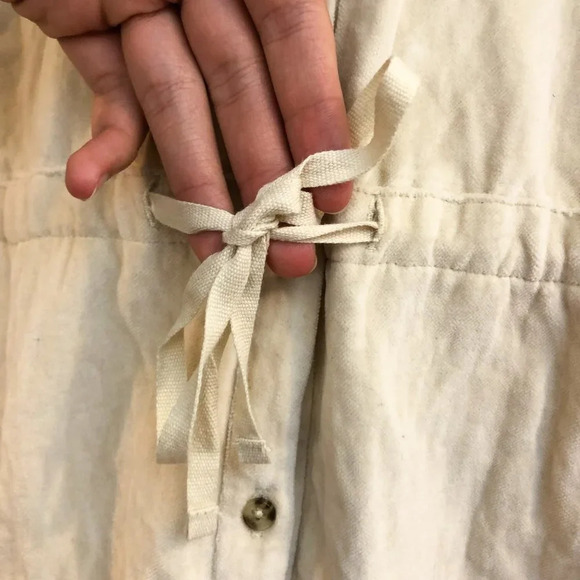 Tia Cibani Cream Velvet Velour Button Down Cropped Tie Waist Bohemian Jumpsuit S - Picture 4 of 10